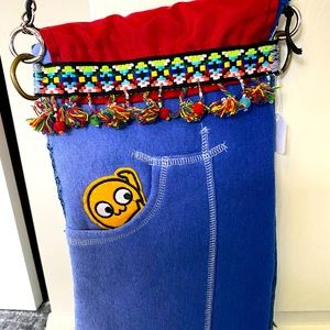 Denim, RawEdge bags handmade by Salina. Adorable conversation piece !